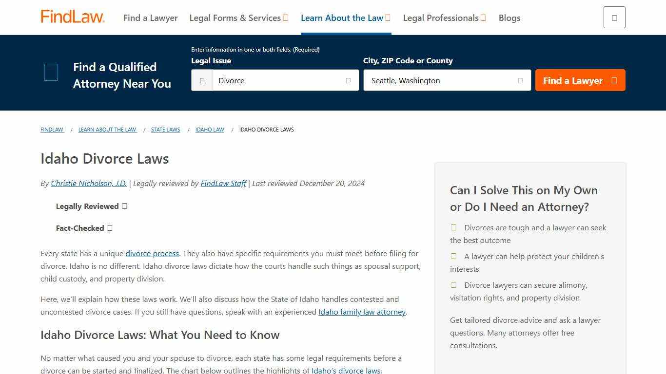 Idaho Divorce Laws - FindLaw