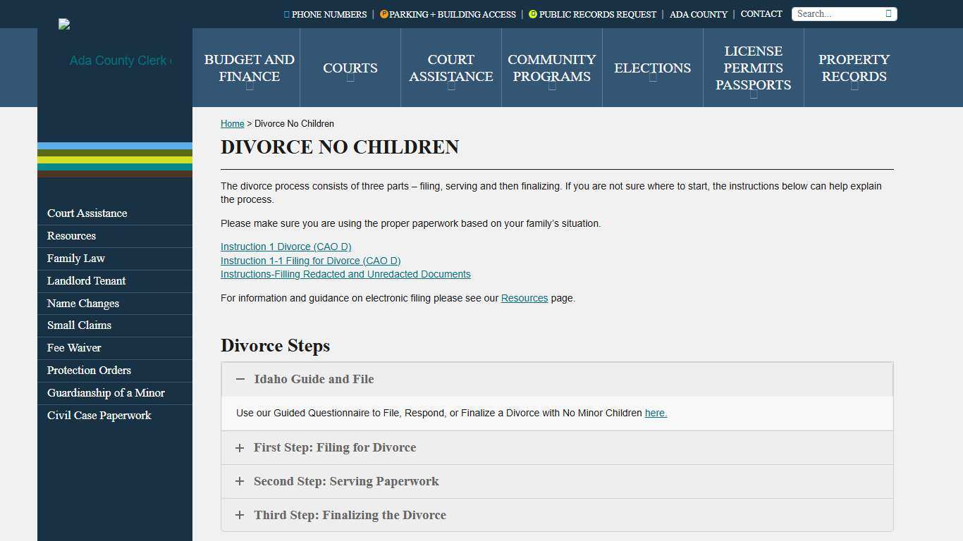 Divorce No Children - Ada County Clerk