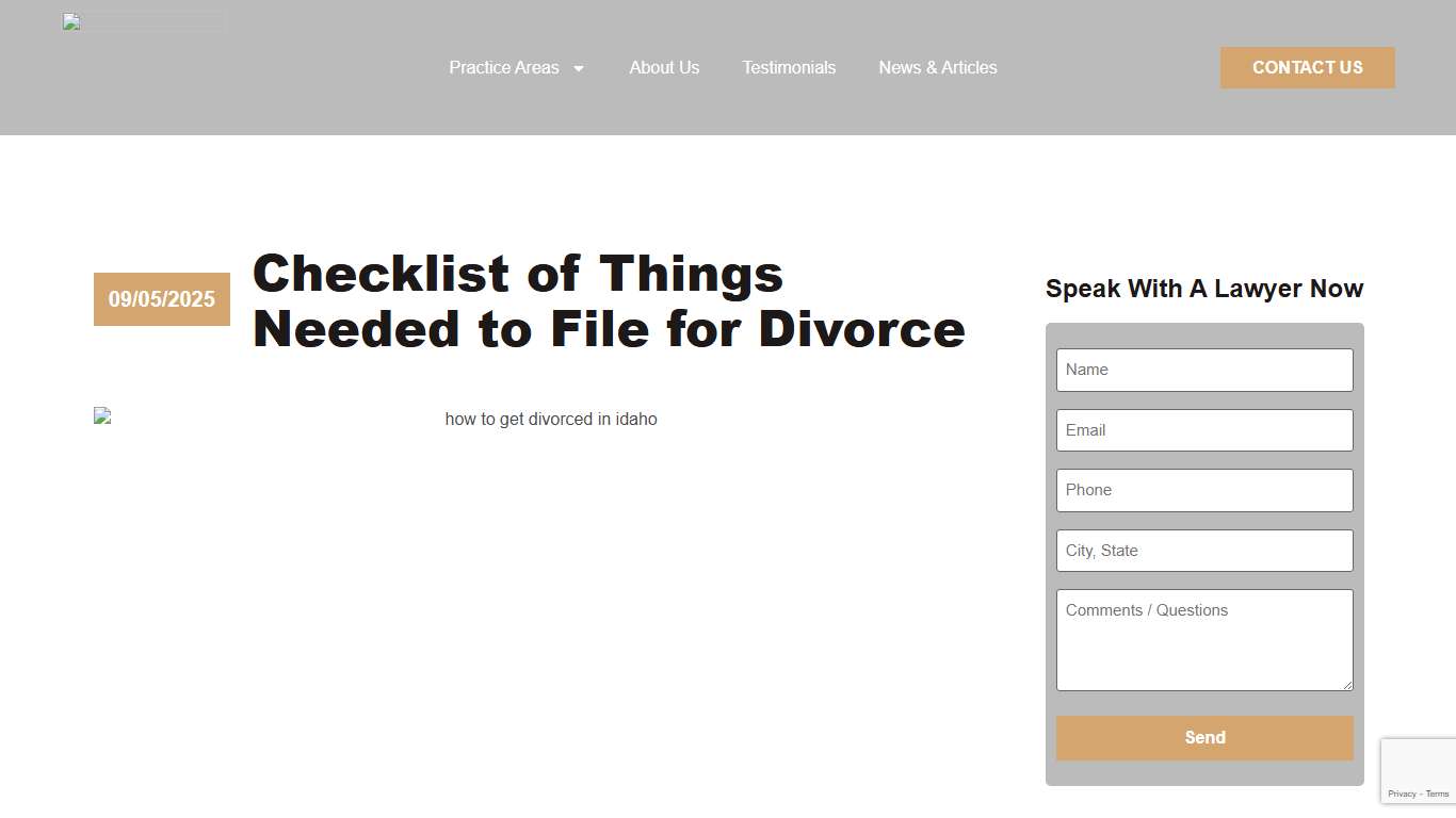 Divorce Documents Needed for Filing in Idaho Anthon Law
