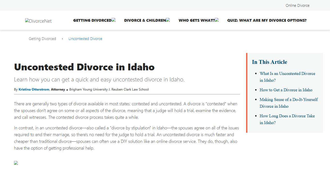 Uncontested Divorce in Idaho